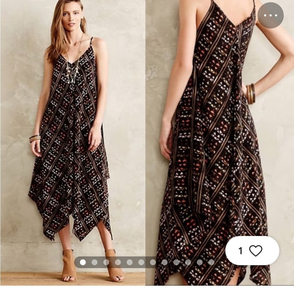 Anthropologie HD in Paris Silk Black Geometric Print Slip Dress - Women’s XS/S